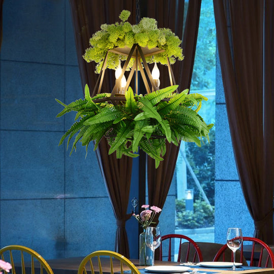 Retro 4-Bulb Hanging Chandelier With Diamond Cage In Black - Ideal For Restaurants And Plants