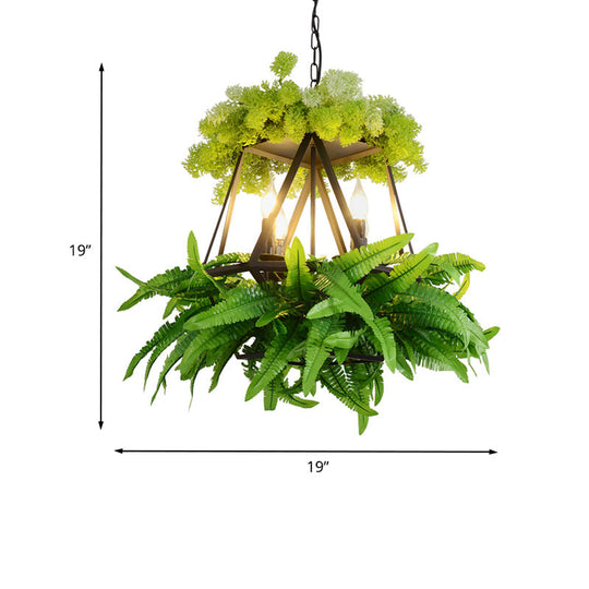 Retro 4-Bulb Hanging Chandelier With Diamond Cage In Black - Ideal For Restaurants And Plants