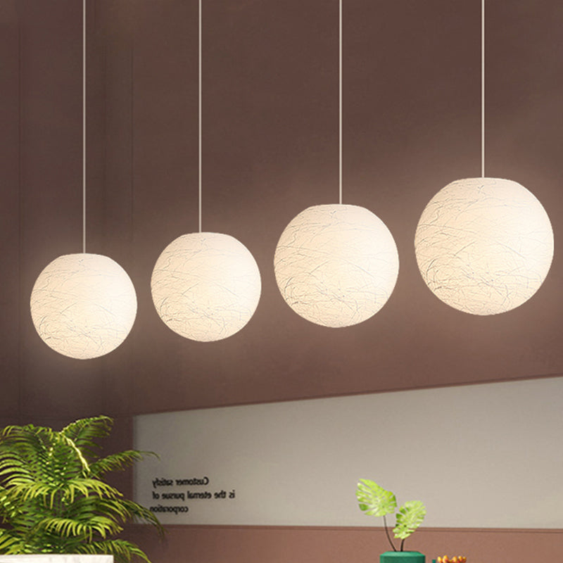 Sleek White Acrylic Pendant Lamp With Textured Surface - 8/12 Inch Dia