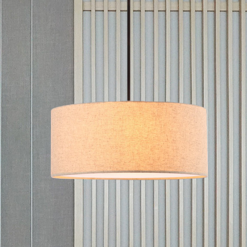 Stylish Rounded Hanging Lamp - Apricot/Flaxen Fabric 1 Light Pendant Fixture For Restaurants Apricot
