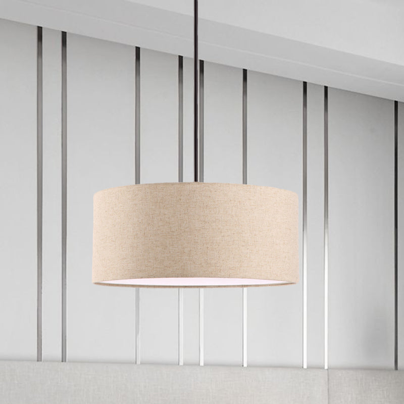 Stylish Rounded Hanging Lamp - Apricot/Flaxen Fabric 1 Light Pendant Fixture For Restaurants