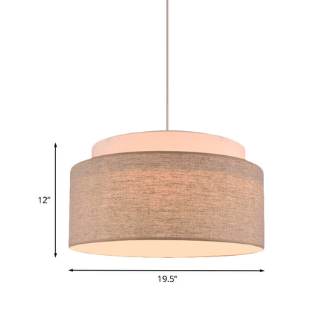 Modern Flaxen Double Circular Chandelier Light - 5-Bulb Hand-Woven Fabric Drop Lamp For Hotels