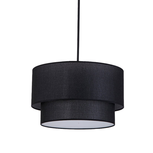 Modern Duel-Tone Drum Shade Ceiling Lamp For Dinette - White/Flaxen/Black