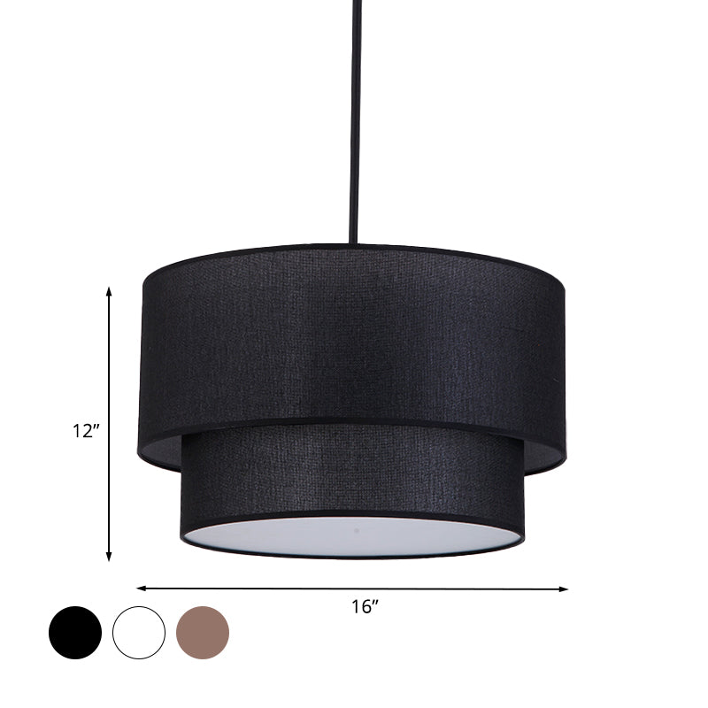 Modern Duel-Tone Drum Shade Ceiling Lamp For Dinette - White/Flaxen/Black