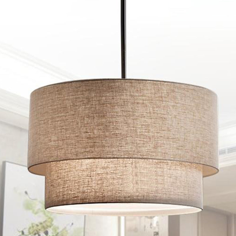Modern Duel-Tone Drum Shade Ceiling Lamp For Dinette - White/Flaxen/Black Flaxen