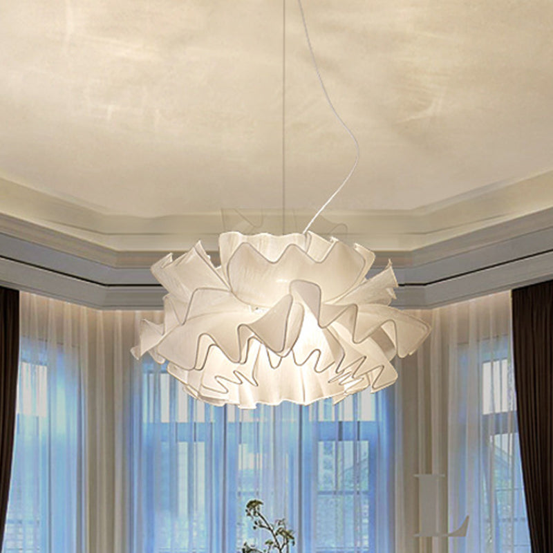 Modern White/Navy Blue Hand Woven Layered Pendant Light With Fabric Shade