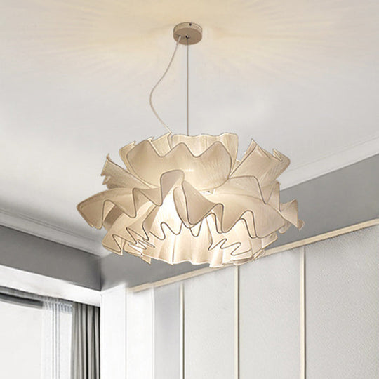 Modern White/Navy Blue Hand Woven Layered Pendant Light With Fabric Shade