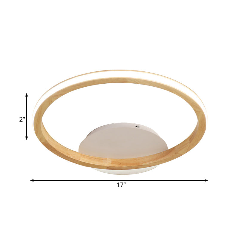 Simplicity Loop Wood Flush Led Ceiling Mount Light Fixture With Out Glow Design - 13’/17’ Dia