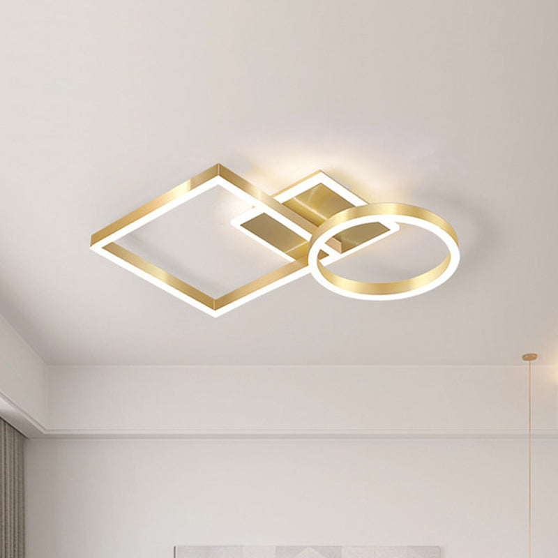 Geometric Led Ceiling Lamp In Golden/Coffee - Warm/White Light 20.5’/34’ L Gold / 20.5’ Warm