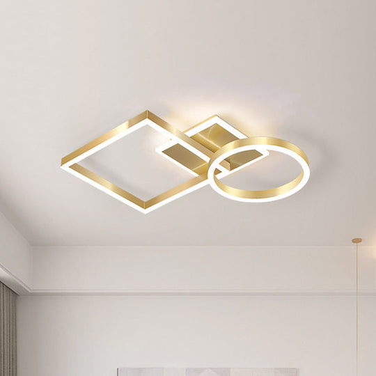 Geometric Led Ceiling Lamp In Golden/Coffee - Warm/White Light 20.5’/34’ L Gold / 20.5’ Warm