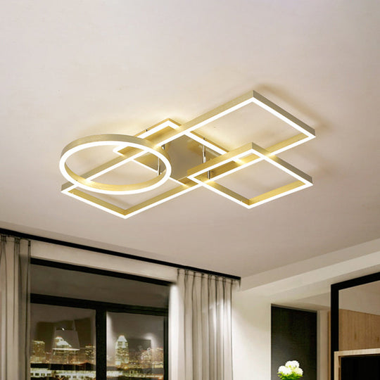 Geometric Led Ceiling Lamp In Golden/Coffee - Warm/White Light 20.5/34 L