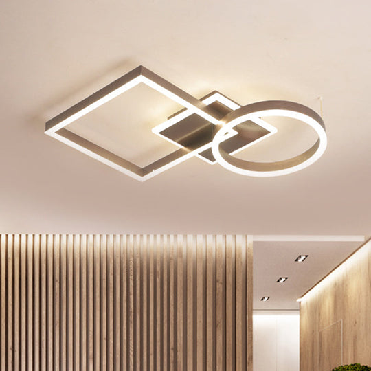 Geometric Led Ceiling Lamp In Golden/Coffee - Warm/White Light 20.5’/34’ L