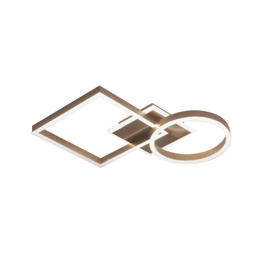 Geometric Led Ceiling Lamp In Golden/Coffee - Warm/White Light 20.5’/34’ L