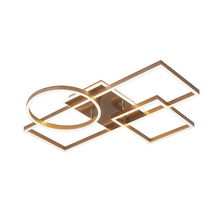 Geometric Led Ceiling Lamp In Golden/Coffee - Warm/White Light 20.5/34 L