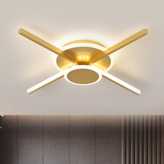 Minimalist Ray Flushmount Metallic Led Ceiling Lamp For Hotels - Warm/White Light 19.5/24.5 Wide