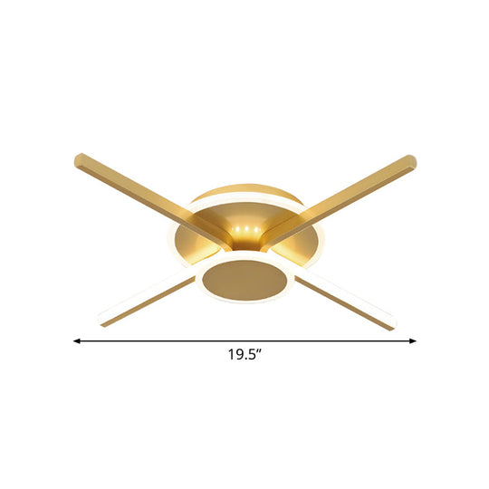 Minimalist Ray Flushmount Metallic Led Ceiling Lamp For Hotels - Warm/White Light 19.5/24.5 Wide