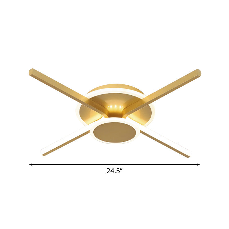 Minimalist Ray Flushmount Metallic Led Ceiling Lamp For Hotels - Warm/White Light 19.5’/24.5’ Wide