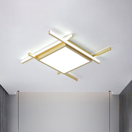 Modern Gold Finish Led Aluminum Square Flush-Mount Light Fixture - 18/23 Wide Warm/White / 18 Warm
