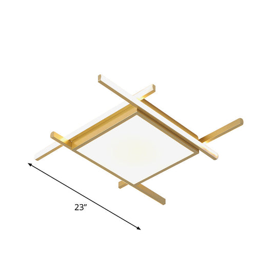 Modern Gold Finish Led Aluminum Square Flush - Mount Light Fixture - 18’/23’ Wide Warm/White