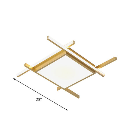 Modern Gold Finish Led Aluminum Square Flush-Mount Light Fixture - 18/23 Wide Warm/White