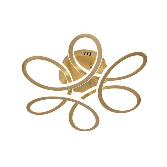 Modern Blooming Acrylic Led Flush Mount Ceiling Light In Gold/Coffee For Bedroom - Warm/White