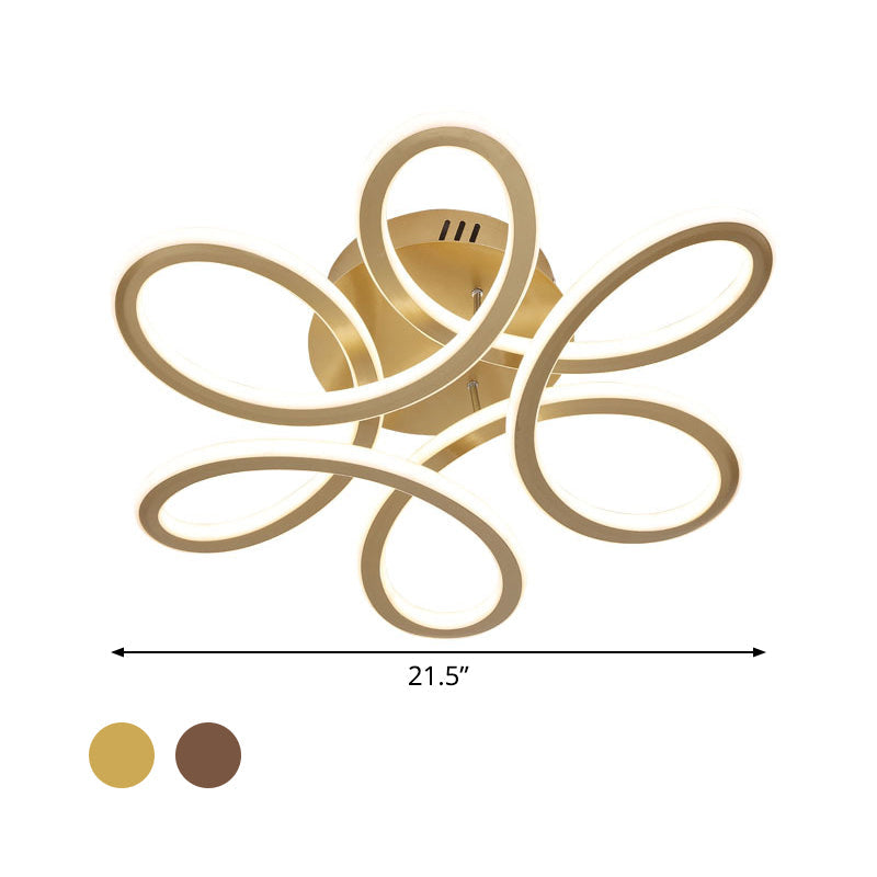 Modern Blooming Acrylic Led Flush Mount Ceiling Light In Gold/Coffee For Bedroom - Warm/White