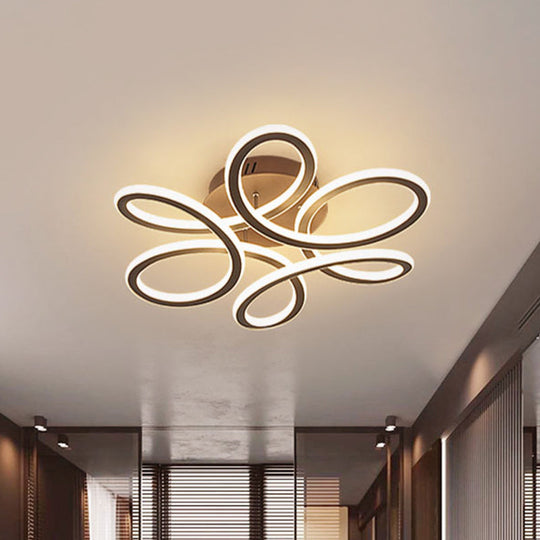 Modern Blooming Acrylic Led Flush Mount Ceiling Light In Gold/Coffee For Bedroom - Warm/White