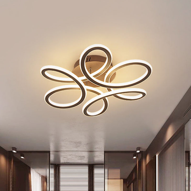 Modern Blooming Acrylic Led Flush Mount Ceiling Light In Gold/Coffee For Bedroom - Warm/White