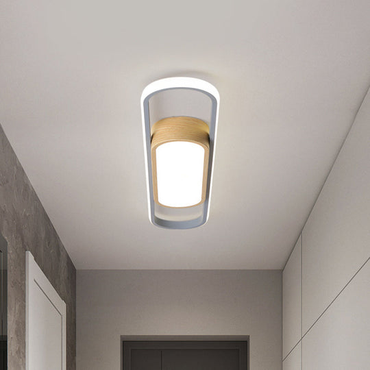 Modern Dual Ellipse Wood Led Flushmount Ceiling Lamp - 16/23.5/31.5 White With Warm/White Light Grey