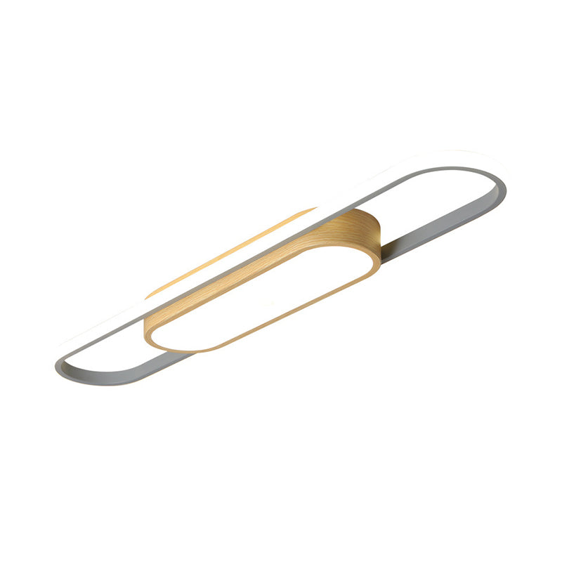 Modern Dual Ellipse Wood Led Flushmount Ceiling Lamp - 16’/23.5’/31.5’ White With Warm/White Light