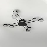 Modern 2-Tier Iron Flush Mount Chandelier With 8 Lights In Black/Gold Finish - Warm/White/Natural