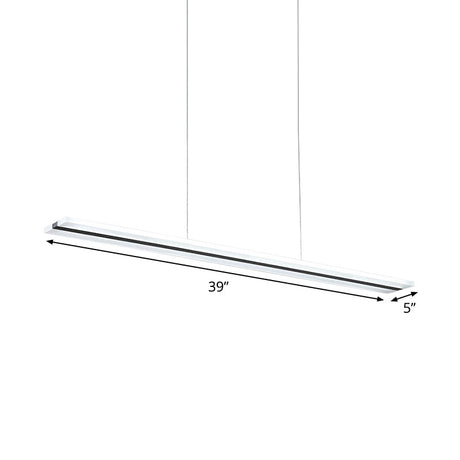 Minimalist Acrylic Linear Pendant Led Ceiling Lamp In Warm/White/Natural Light - Black