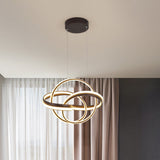 Modern Cycle Acrylic Led Chandelier Light Fixture In White/Coffee Perfect For Over Table Coffee