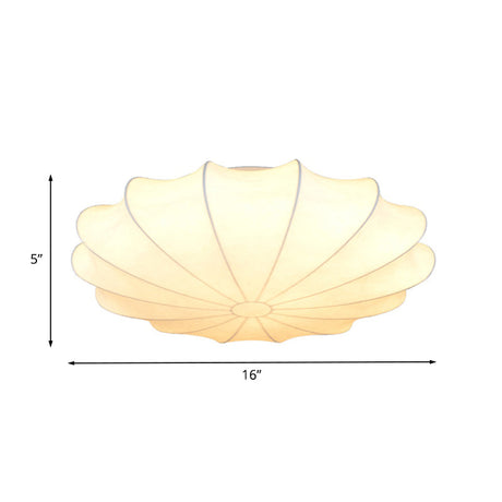 Contemporary White Flush Ceiling Light - Elegant Fabric Mount For Hallway