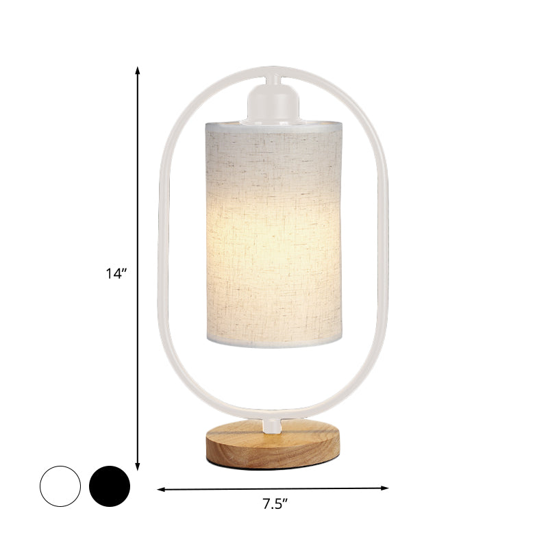 Lara - Modern Column Plug In Nightstand Lighting Fabric 1-Light Bedside Table Light With