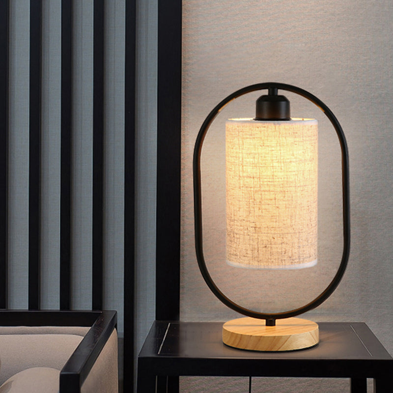 Lara - Modern Column Plug In Nightstand Lighting Fabric 1-Light Bedside Table Light With