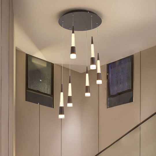 Height Adjustable Modern Style Multi Hanging Light With 6 Bulbs - Aluminum Led Pendant Lighting For