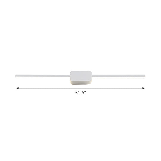 Minimalist White Iron Wall Sconce - Led Vanity Light In Warm/White 16/ 23.5/ 31.5 Inches Long