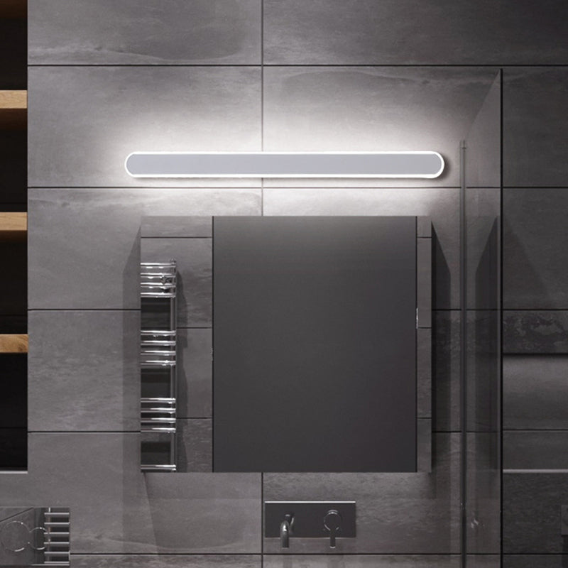 Minimalist Led Vanity Mirror Light - Oblong Flush Wall Sconce In Warm/White 16/23.5/31.5 Inch Length