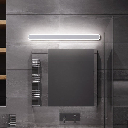 Minimalist Led Vanity Mirror Light - Oblong Flush Wall Sconce In Warm/White 16/23.5/31.5 Inch Length