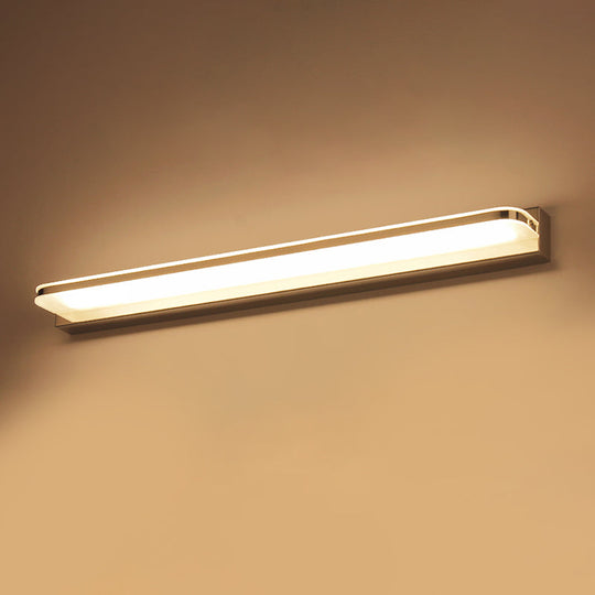 Sleek Stainless Steel Chrome Led Sconce - Rectangular Wall Vanity Light Fixture (16.5/20.5/24.5)