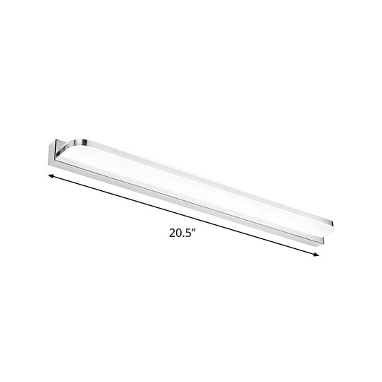 Sleek Stainless Steel Chrome Led Sconce - Rectangular Wall Vanity Light Fixture (16.5/20.5/24.5)