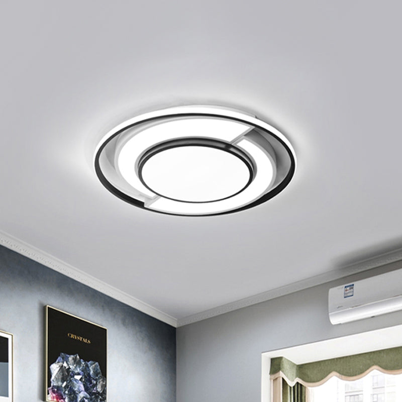 Sleek Spliced Round Thin Ceiling Lamp: Acrylic 16.5/20.5 Inches Wide Led Flush Mount Light In Black