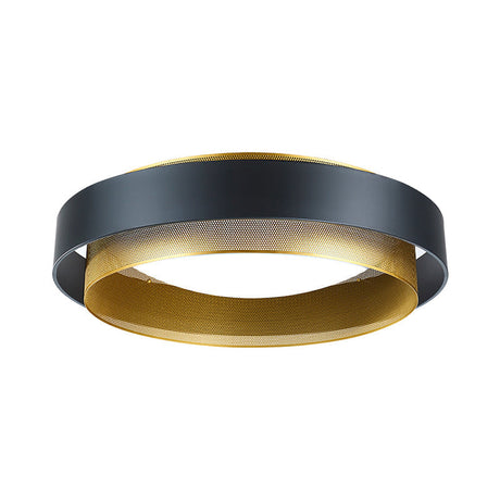 Vintage Metal Surface Ceiling Light - 2-Circle 2-Light Flush Mount Fixture (Black/White-Brass)