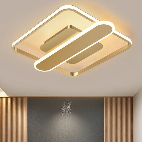 Contemporary Aluminum Square Frame Led Ceiling Lamp - Black/Gold/White 16.5/20.5 Inches Wide Gold /