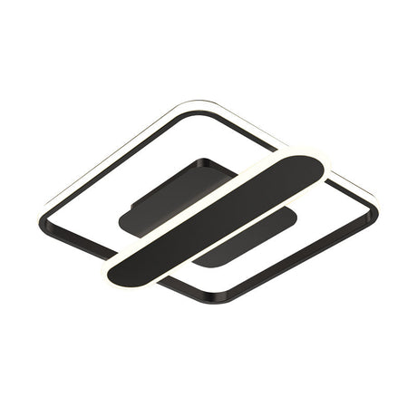 Contemporary Aluminum Square Frame Led Ceiling Lamp - Black/Gold/White 16.5/20.5 Inches Wide