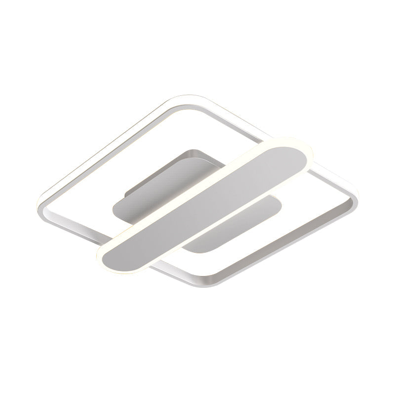 Contemporary Aluminum Square Frame Led Ceiling Lamp - Black/Gold/White 16.5/20.5 Inches Wide