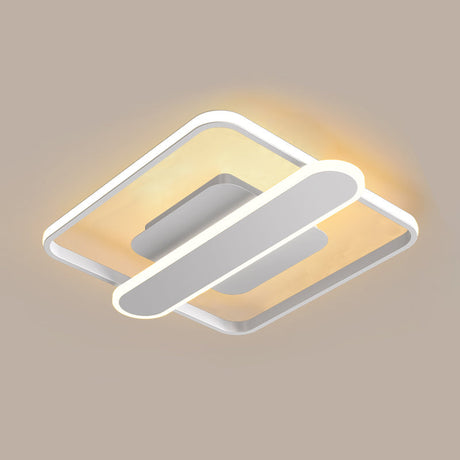 Contemporary Aluminum Square Frame Led Ceiling Lamp - Black/Gold/White 16.5/20.5 Inches Wide