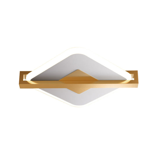 Vintage Acrylic Led Ceiling Mount Light - Black/White-Gold Rhombus Design With Frame Guard