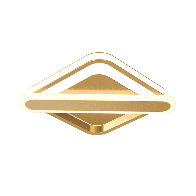 Modern Iron Rhombus - Oblong Led Foyer Ceiling Light In Black/Gold/White